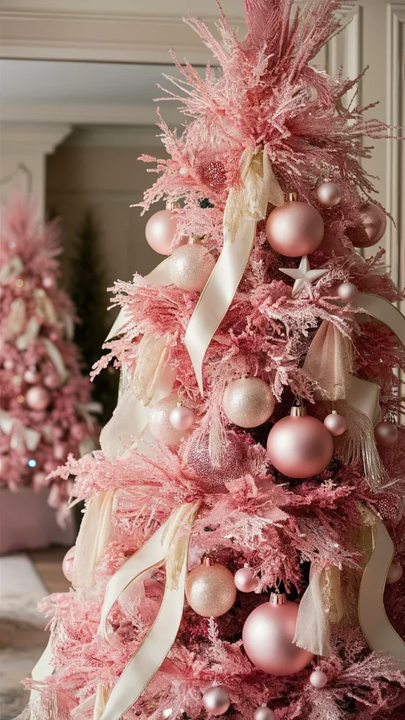 elegant christmas tree color schemes pink