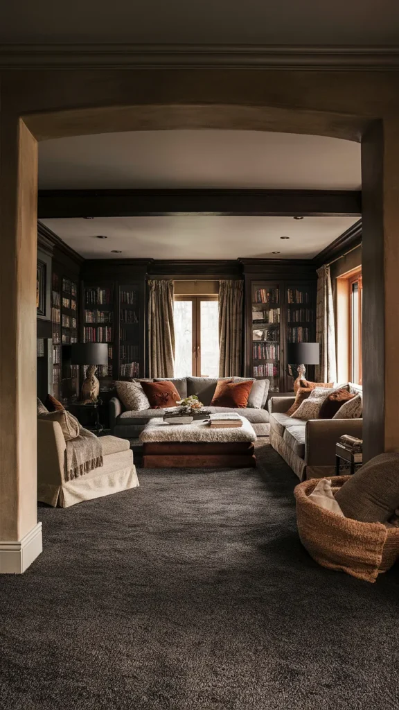 living room inspiration dark carpet