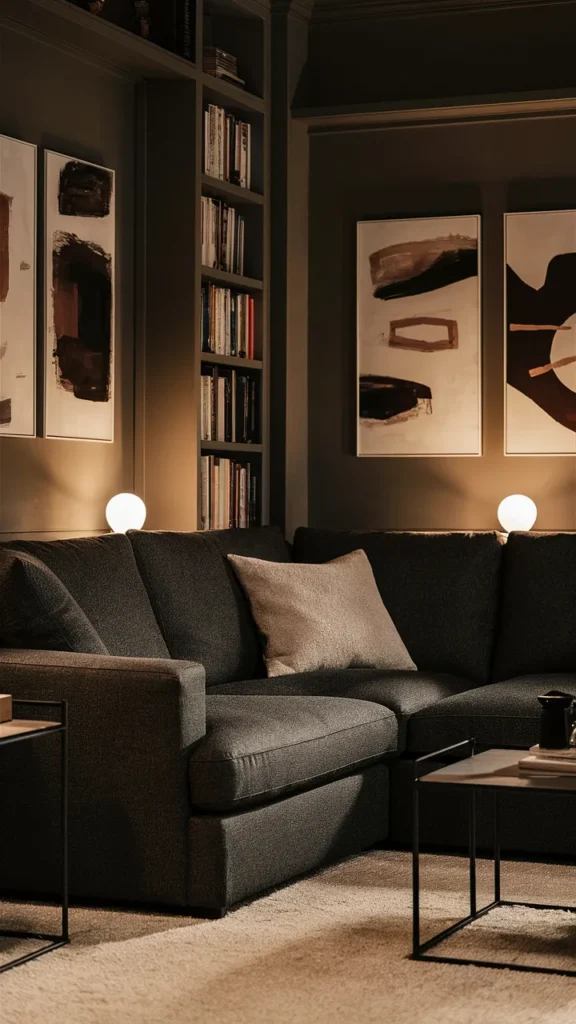 living room inspiration dark grey sofa
