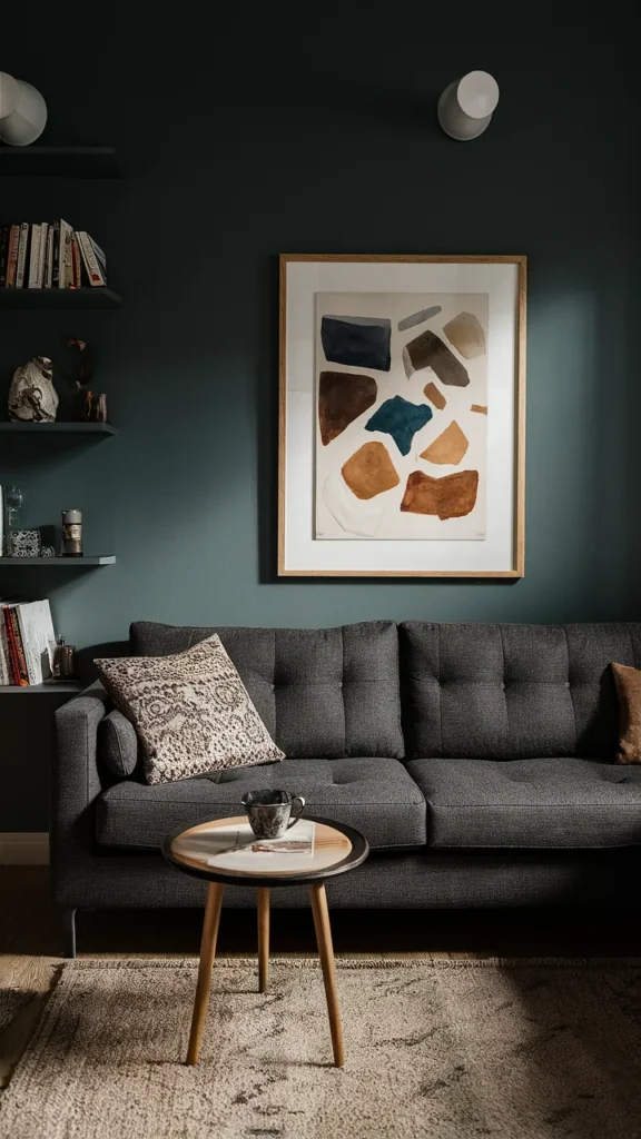 living room inspiration dark grey sofa