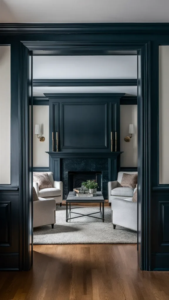 living room inspiration dark trim
