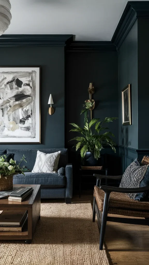 living room inspiration dark trim