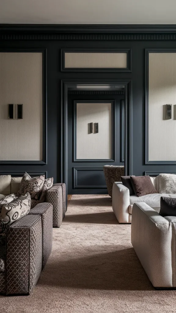 living room inspiration dark trim
