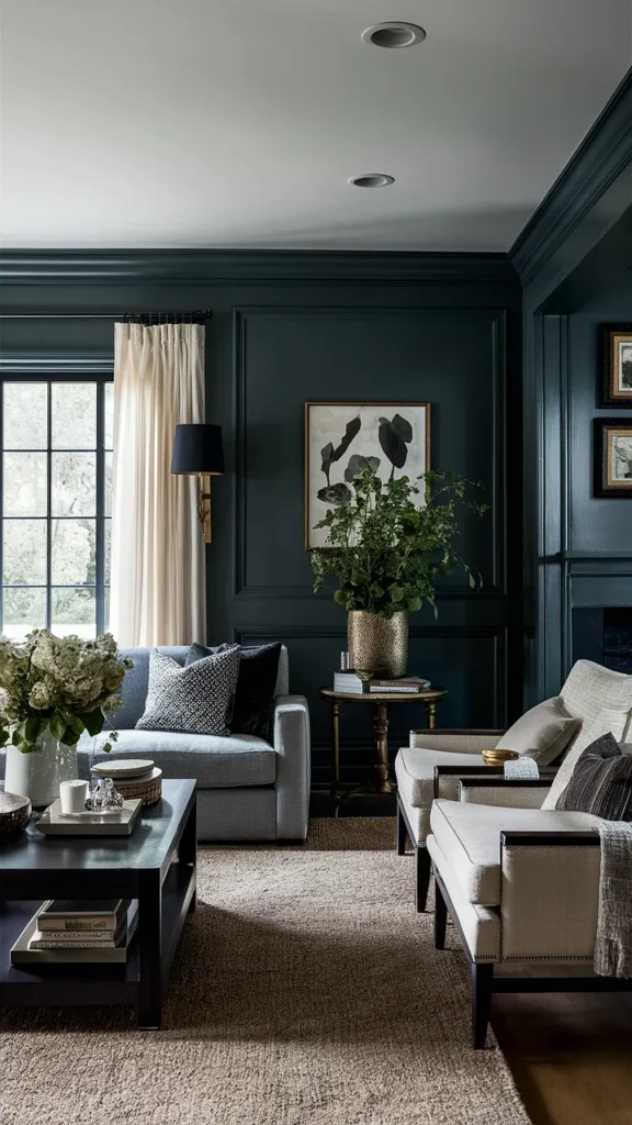 living room inspiration dark trim
