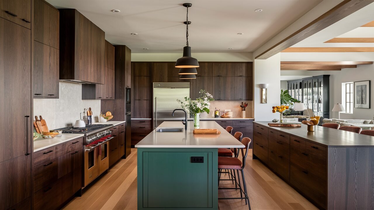Green Dark Wood Kitchen