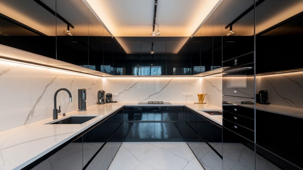 black and white elegant kitchens