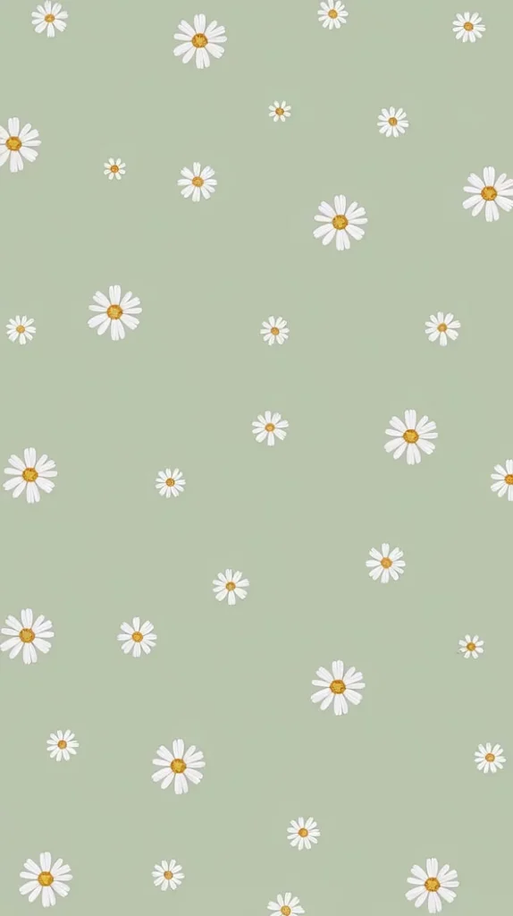 Daisy Mint Green Wallpaper