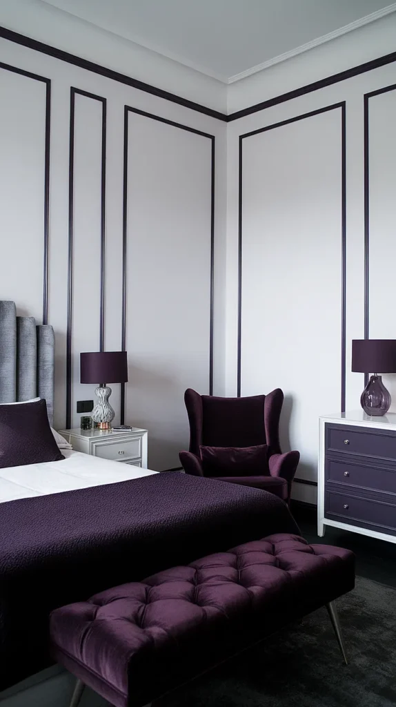 dark feminine bedroom white walls