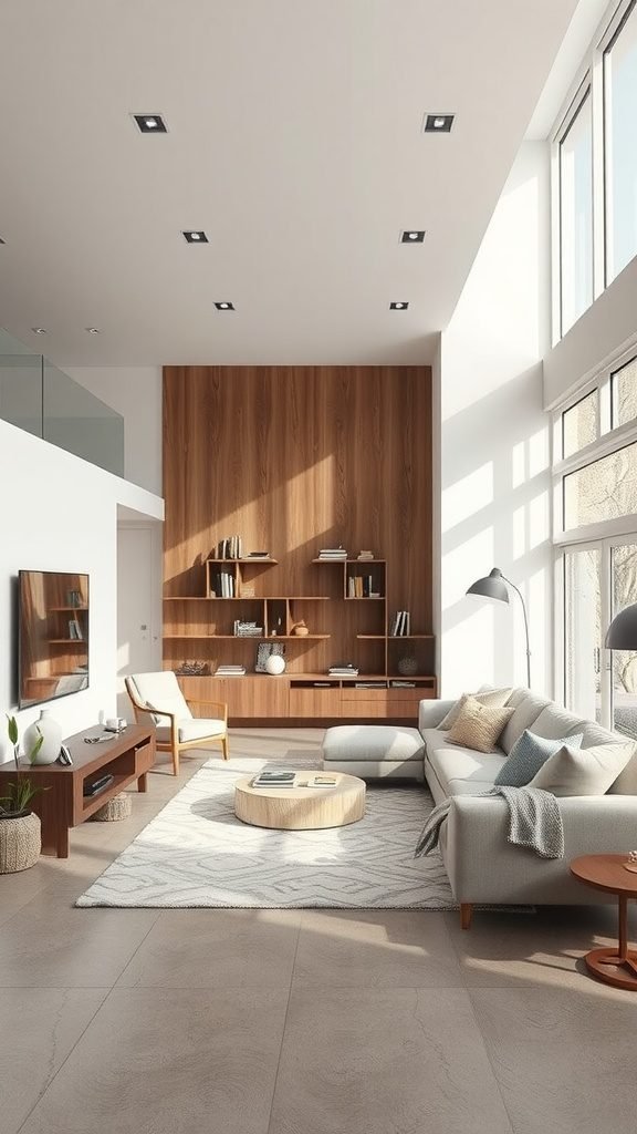 Bright coastal living room with large windows and natural light