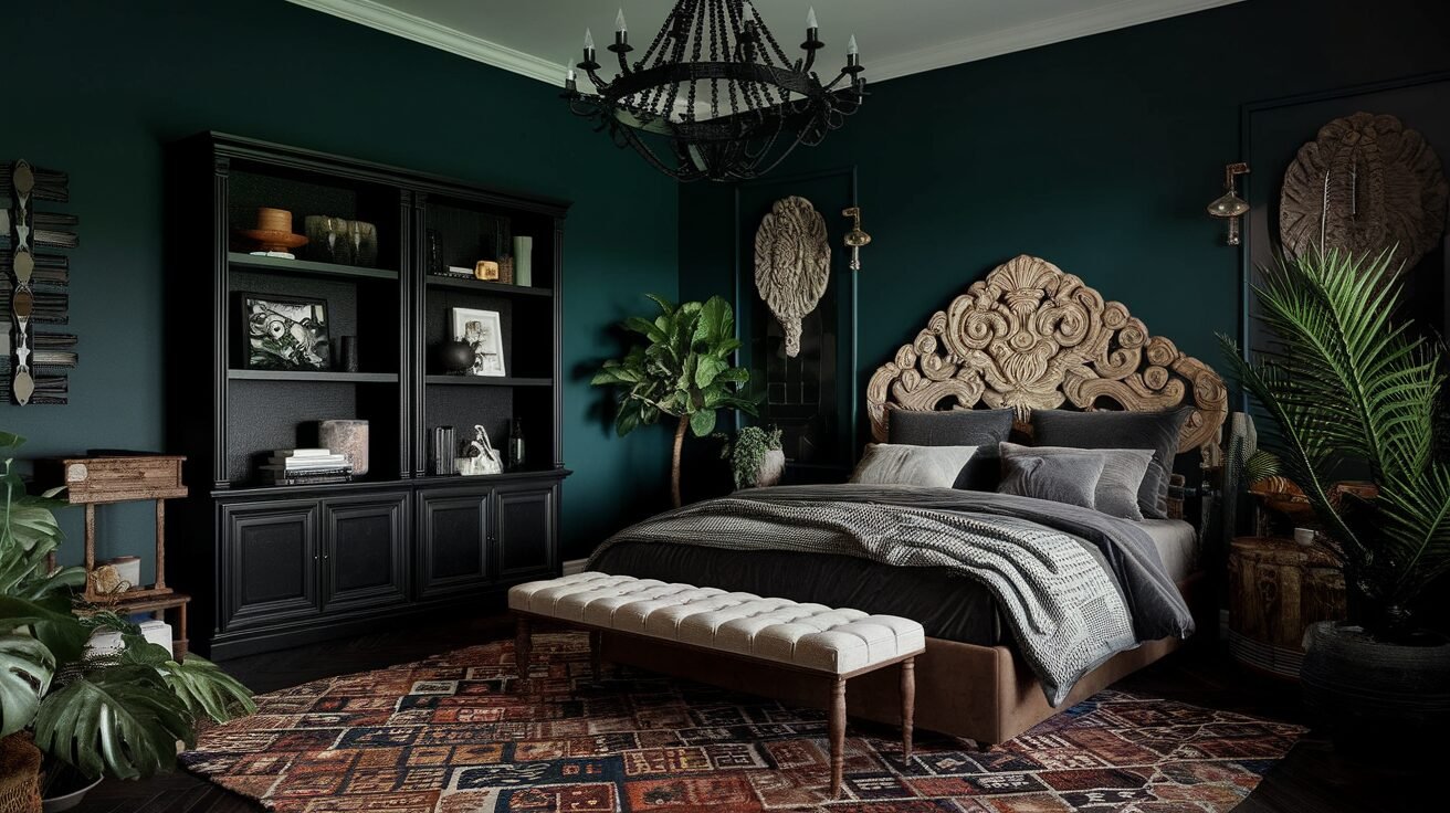 dark boho bedroom