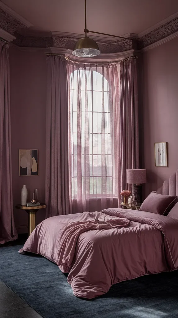 moody romantic bedroom mauve