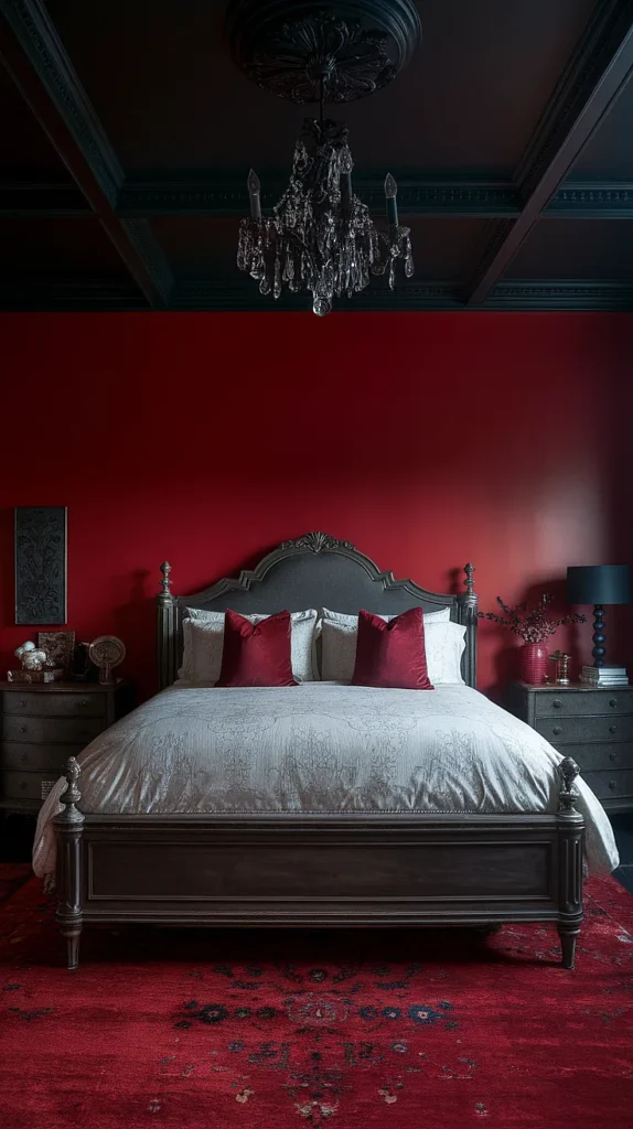 moody romantic bedroom red