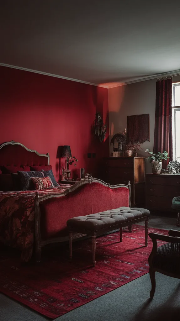 moody romantic bedroom red