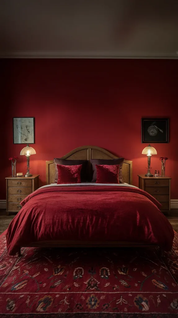 moody romantic bedroom red