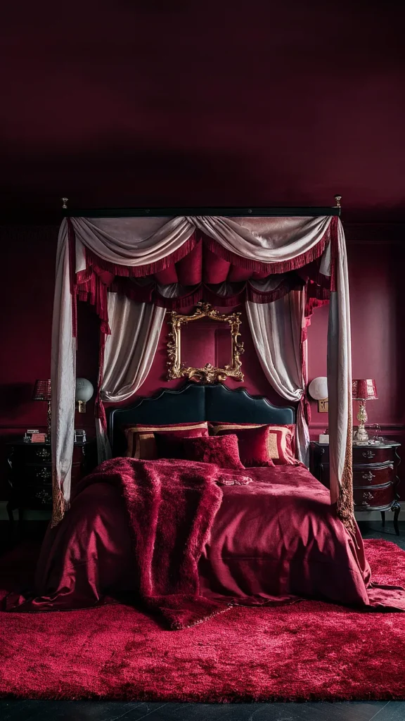 moody romantic bedroom red
