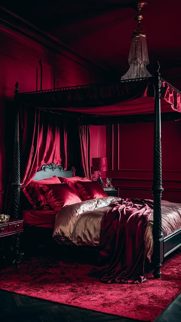 moody romantic bedroom red