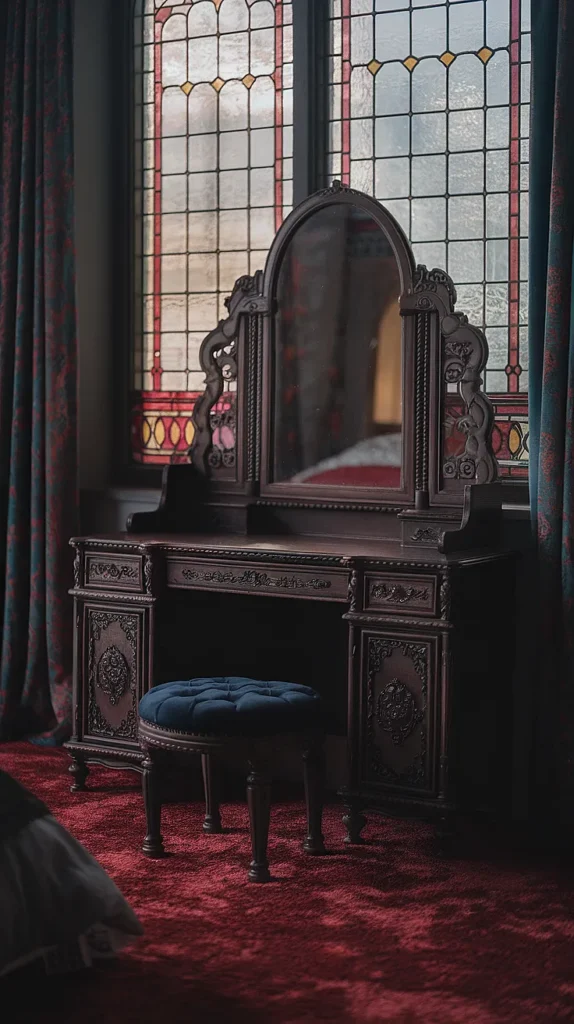 moody romantic bedroom vanity