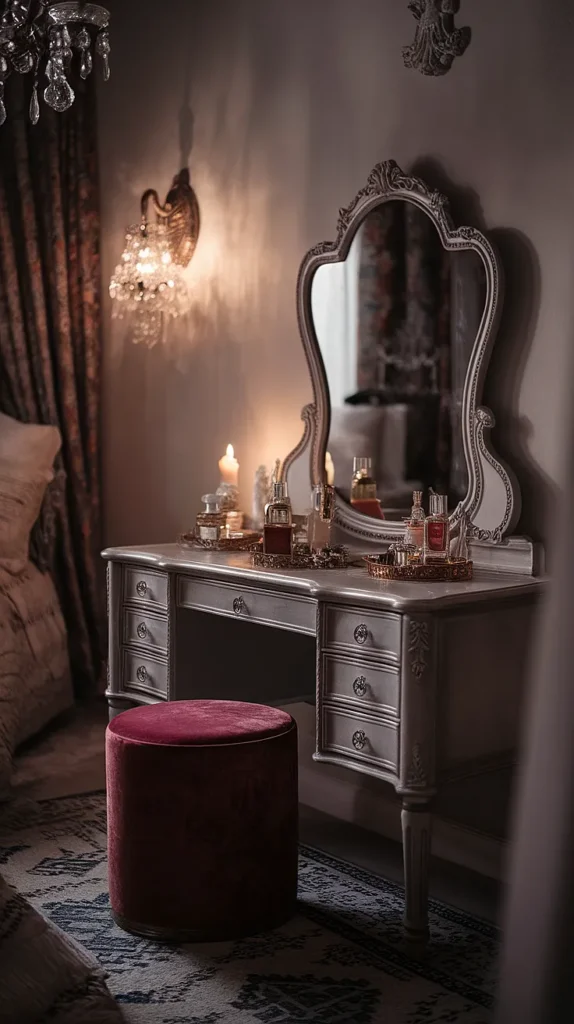 moody romantic bedroom vanity