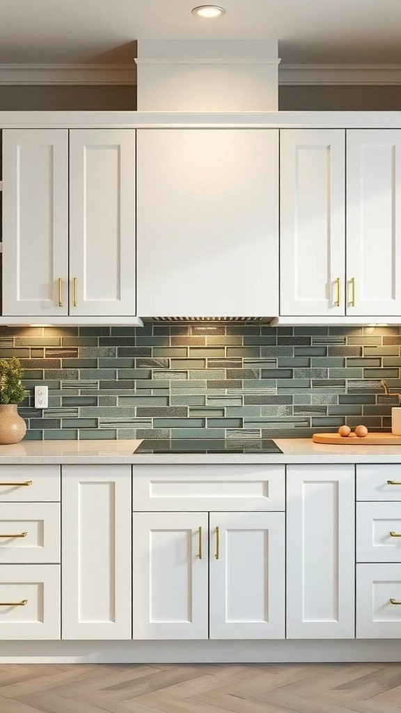 35 Stunning Olive Green Kitchen Ideas for a Stylish Makeover A modern kitchen featuring an olive green backsplash and white cabinets
