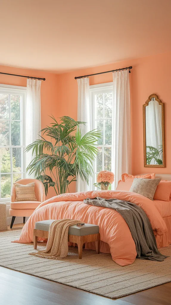 peach bedroom