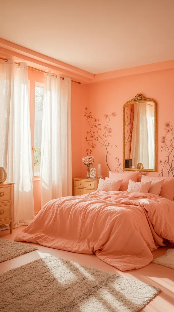 peach bedroom