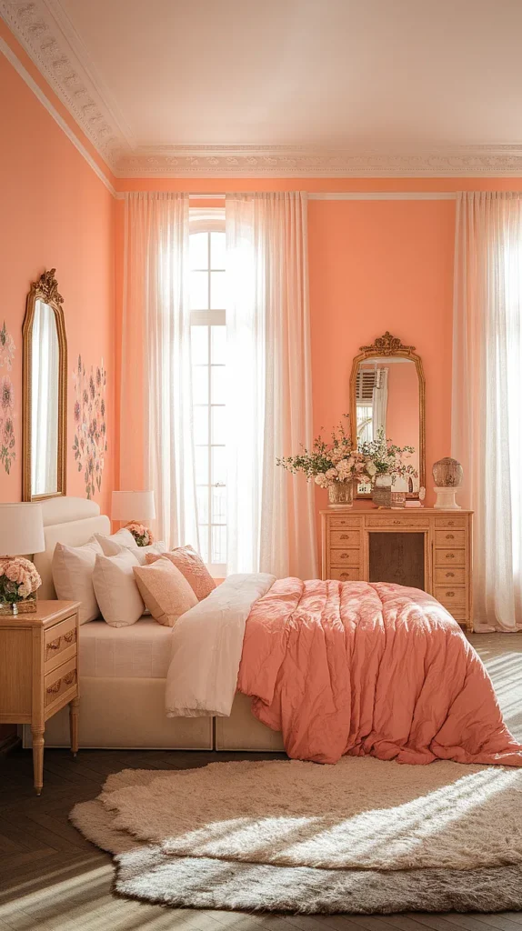 peach bedroom