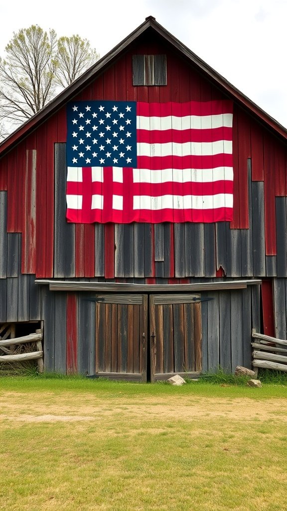 Barn painted with American flag design