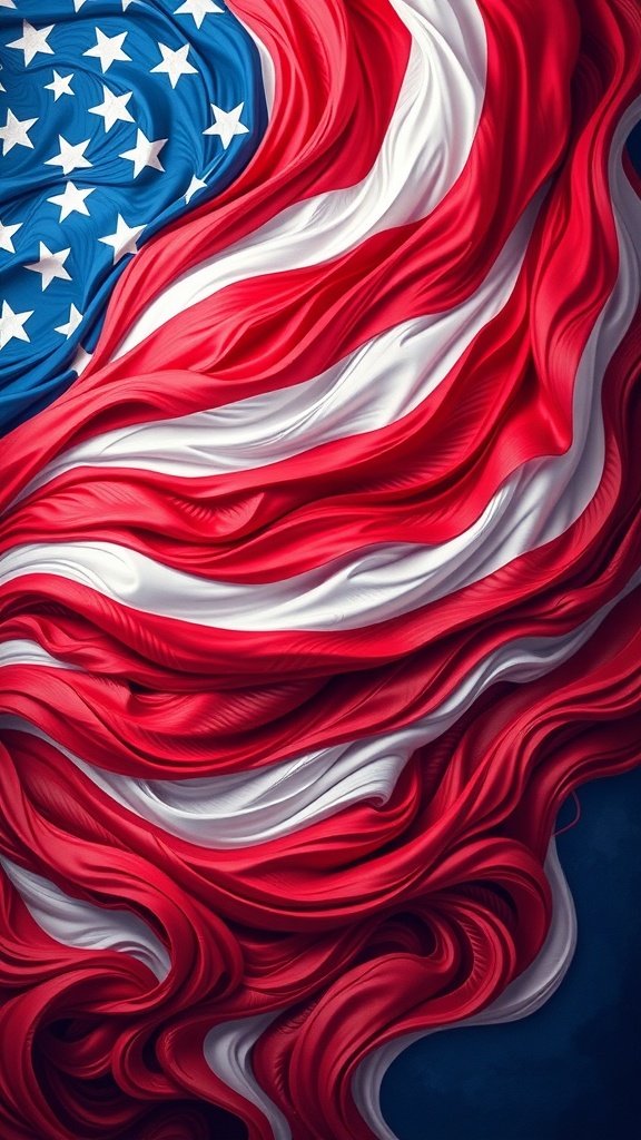 Abstract design of the American flag in red, white, and blue