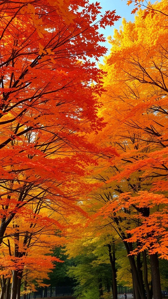 Colorful autumn trees with orange and yellow leaves