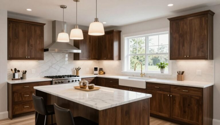 Espresso Kitchen Cabinets: Designer Tips to Keep Your Kitchen Bright & High-End Luxury kitchen with espresso cabinets paired with white marble countertops and stainless steel appliances