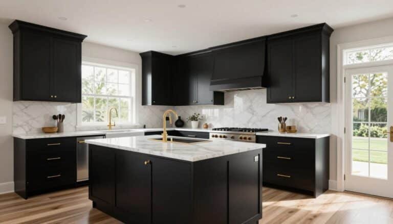 Black Kitchen Cabinets: Designer Rules, Costs & Luxury Pairings That Actually Work Luxury kitchen with matte black cabinets and marble countertops