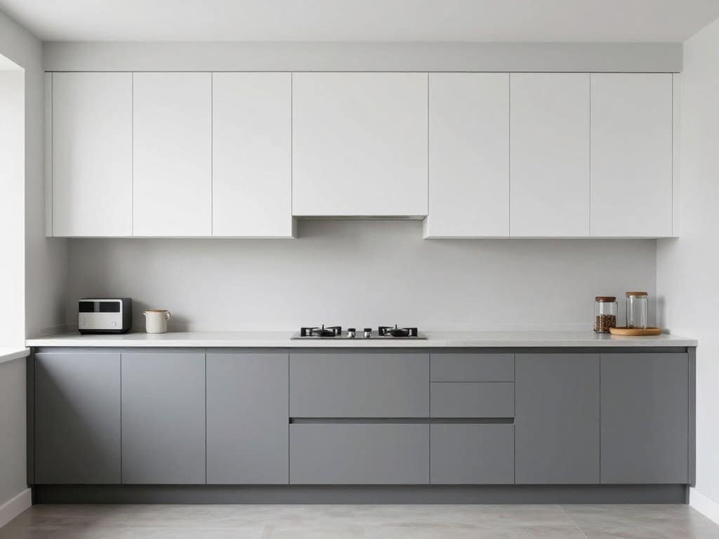 Two-tone kitchen with balanced contrast between cabinet colors