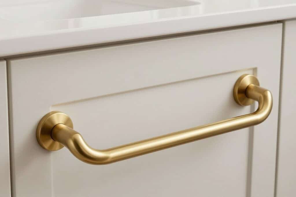 Quality hardware in tiny bathroom