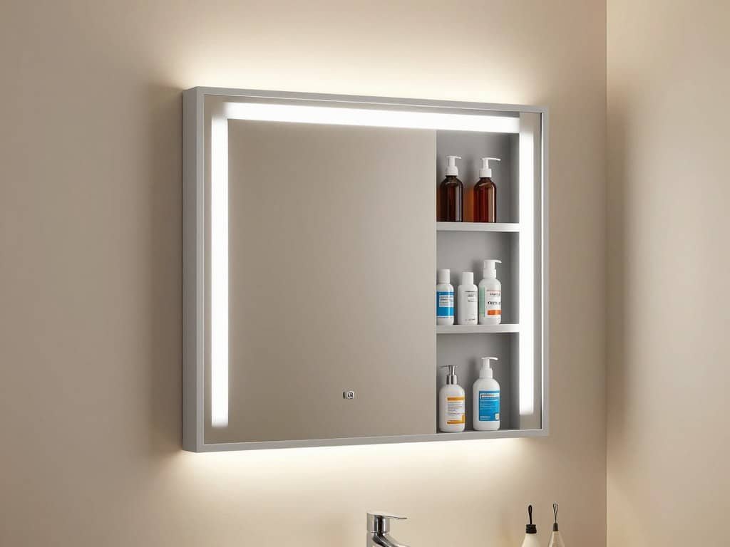 Recessed medicine cabinet in tiny bathroom
