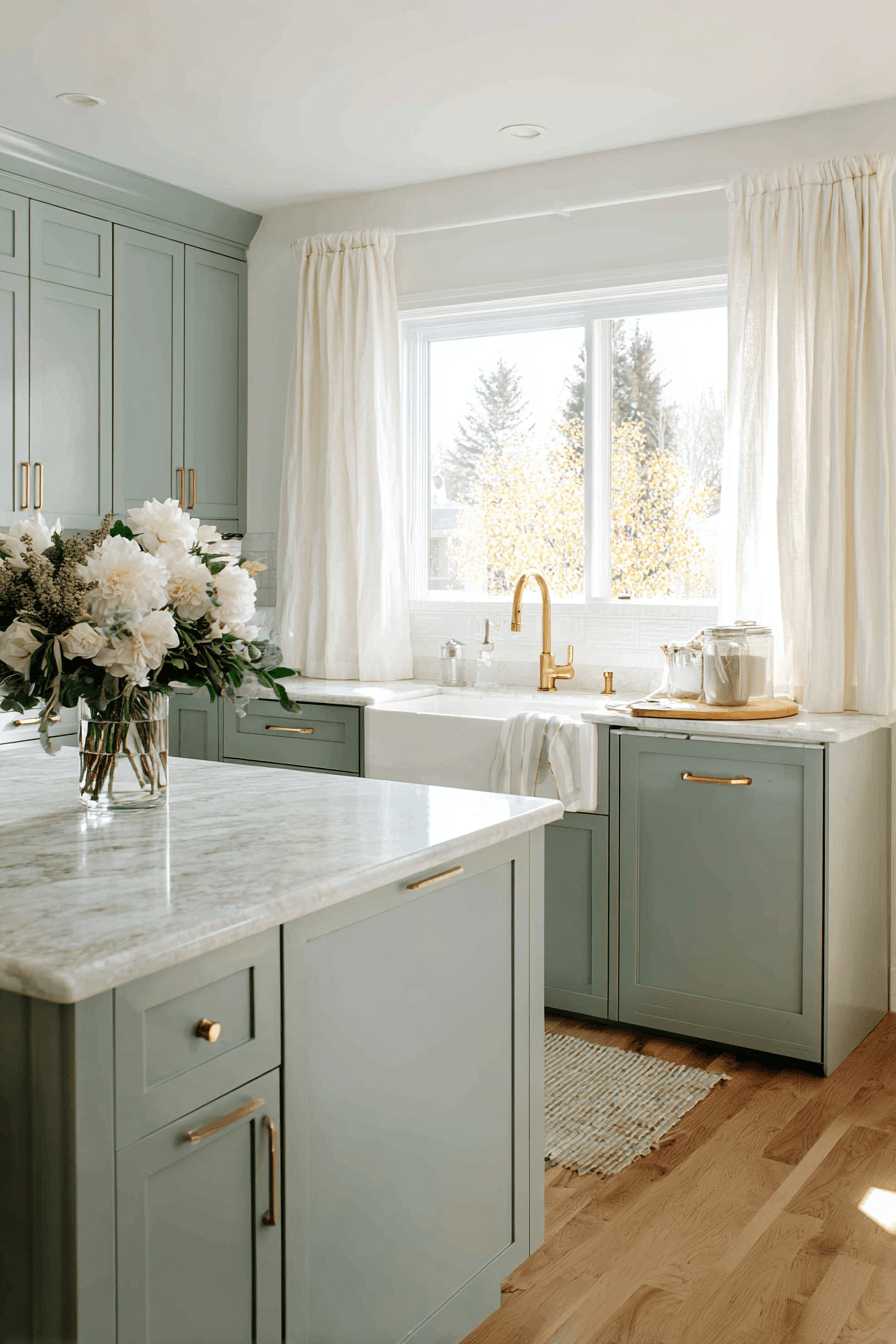 27 Pewter Green Kitchen Cabinet Ideas for a Calm and Timeless Home