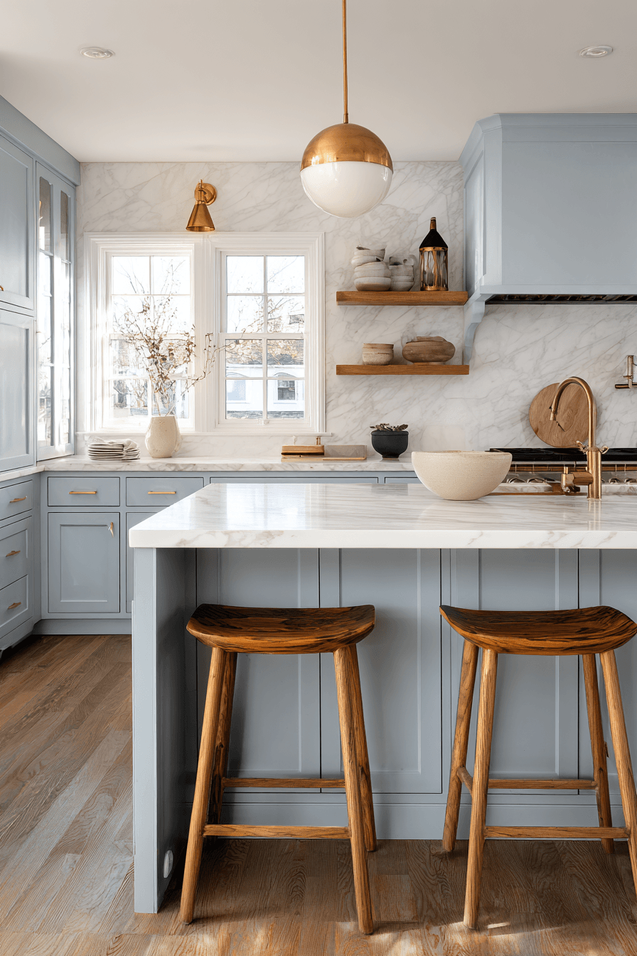 27 Blue Gray Kitchen Cabinets That Feel Calm and Elegant