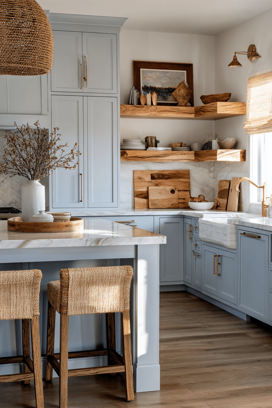 27 Blue Gray Kitchen Cabinets That Feel Calm and Elegant