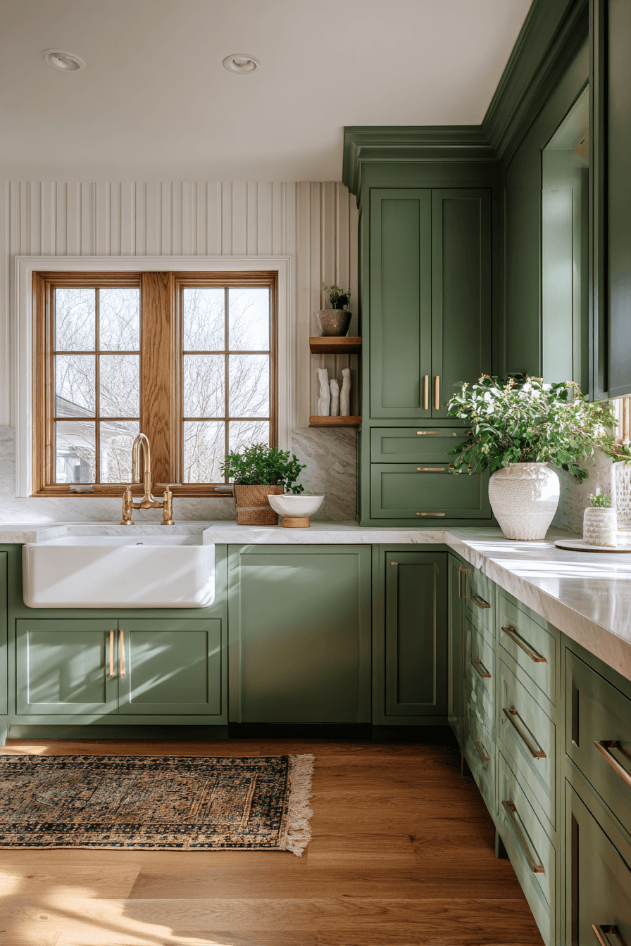 27 Pewter Green Kitchen Cabinet Ideas for a Calm and Timeless Home