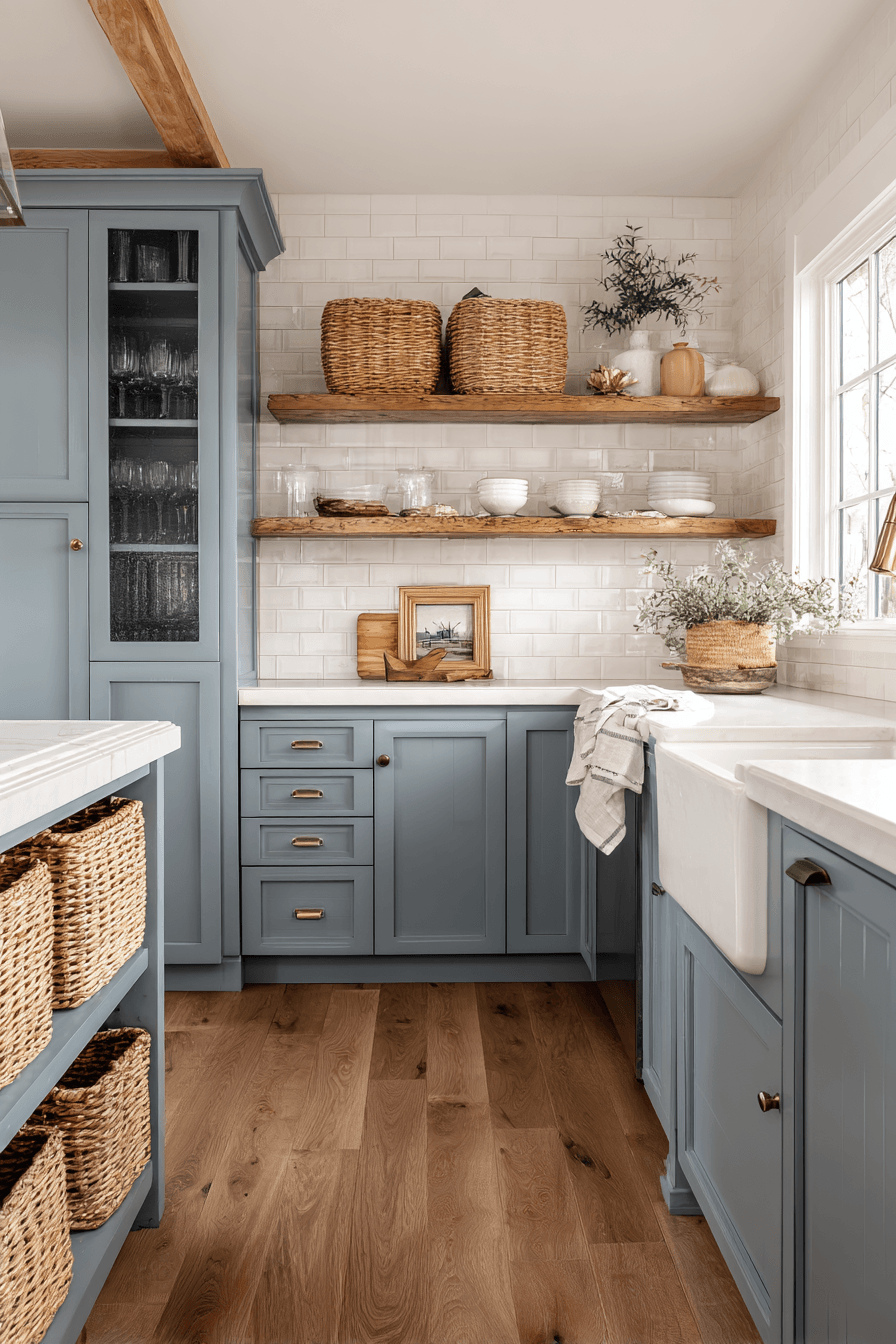 27 Blue Gray Kitchen Cabinets That Feel Calm and Elegant