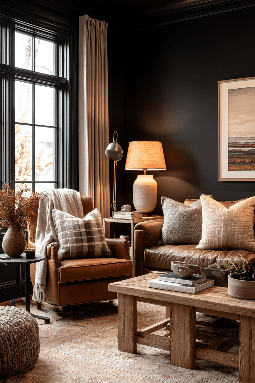 27 Black and Brown Living Room Designs That Feel Cozy and Elegant