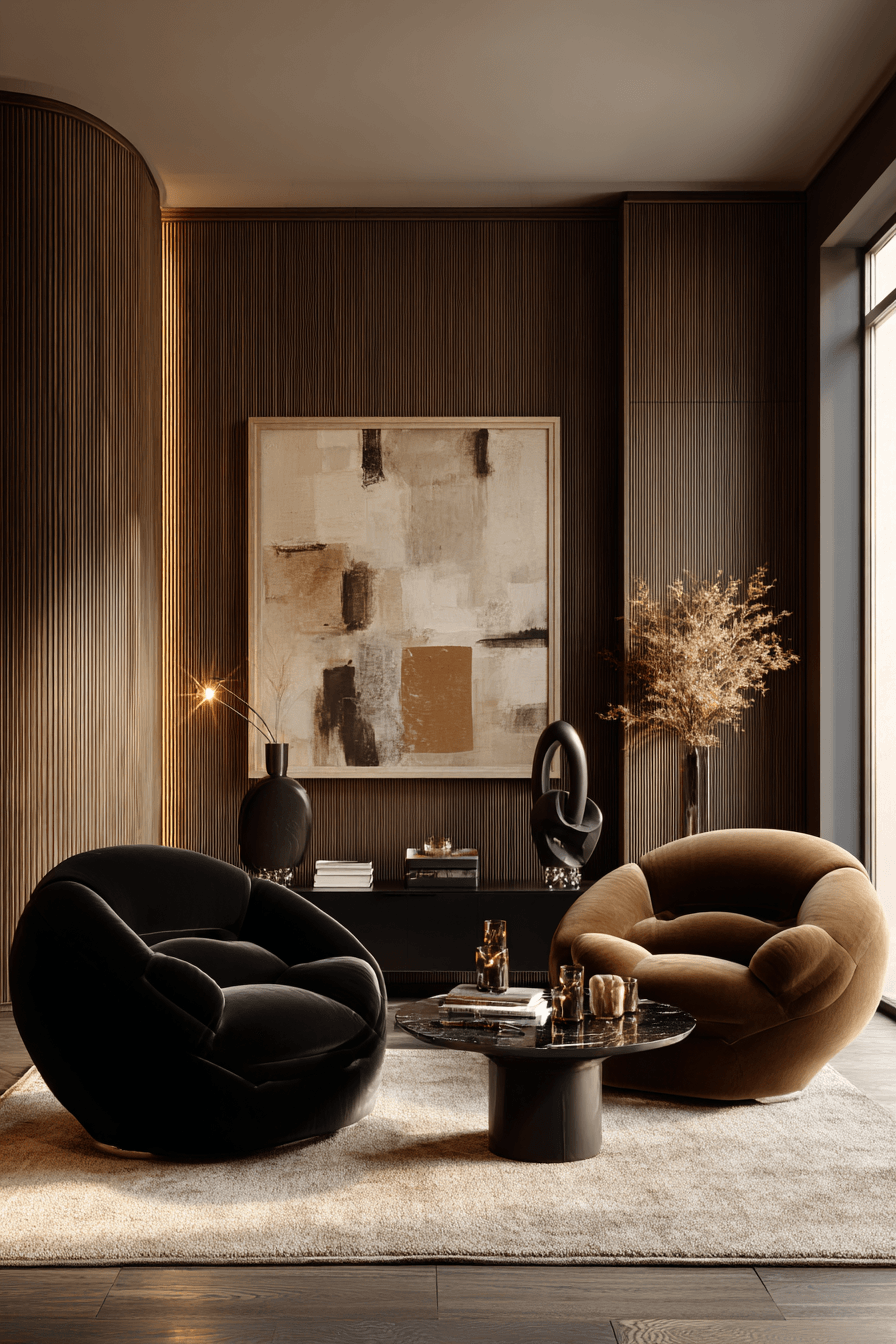 27 Black and Brown Living Room Designs That Feel Cozy and Elegant