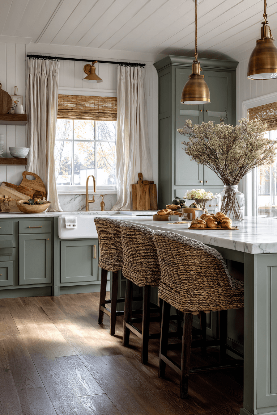 27 Pewter Green Kitchen Cabinet Ideas for a Calm and Timeless Home
