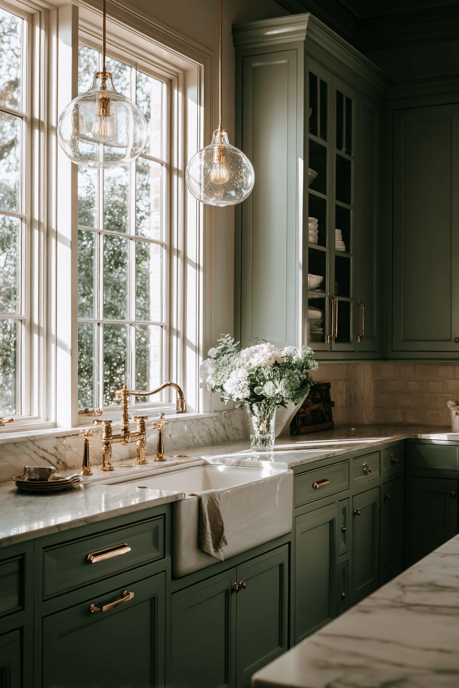 27 Pewter Green Kitchen Cabinet Ideas for a Calm and Timeless Home