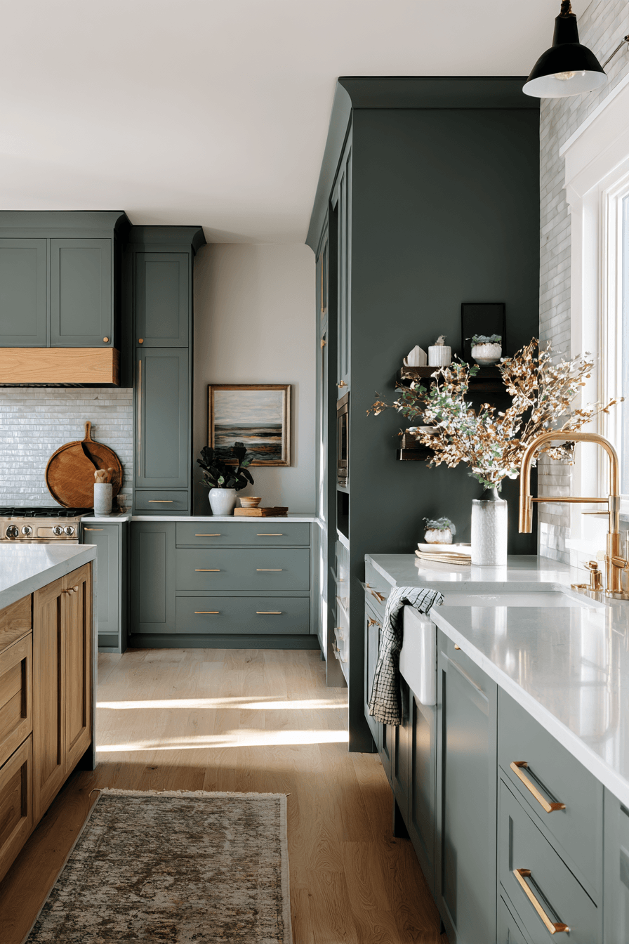 27 Pewter Green Kitchen Cabinet Ideas for a Calm and Timeless Home