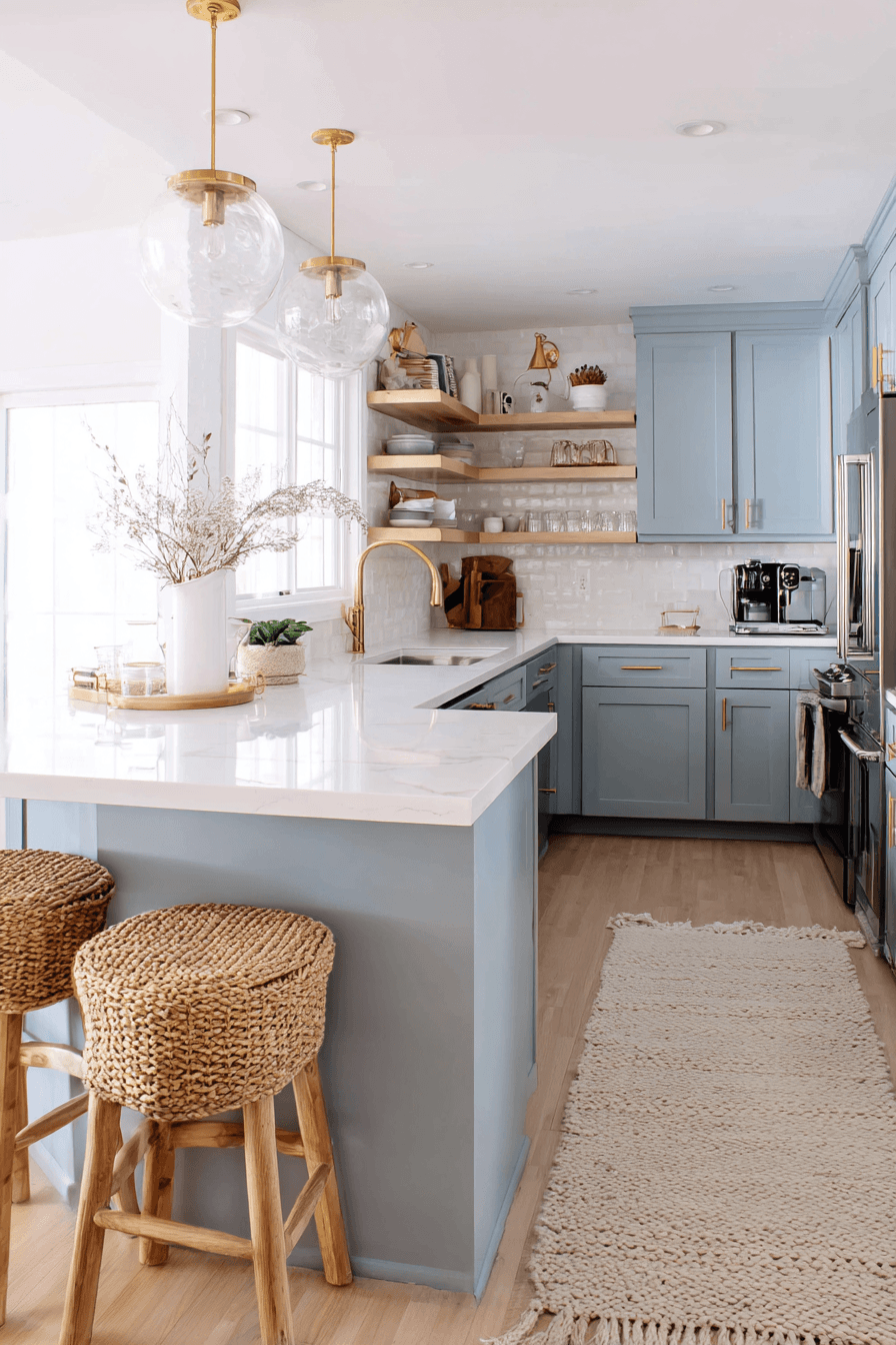 27 Blue Gray Kitchen Cabinets That Feel Calm and Elegant