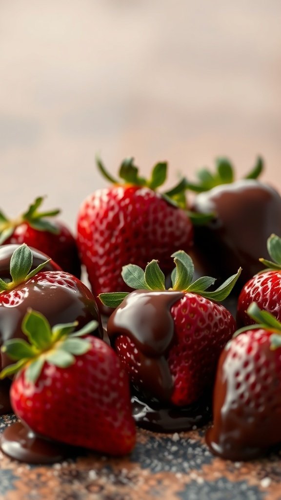 50 Gorgeous Strawberry Wallpaper Designs for Your iPhone Chocolate-covered strawberries on a wooden surface
