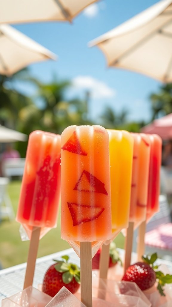 50 Gorgeous Strawberry Wallpaper Designs for Your iPhone Colorful strawberry ice pops displayed outdoors