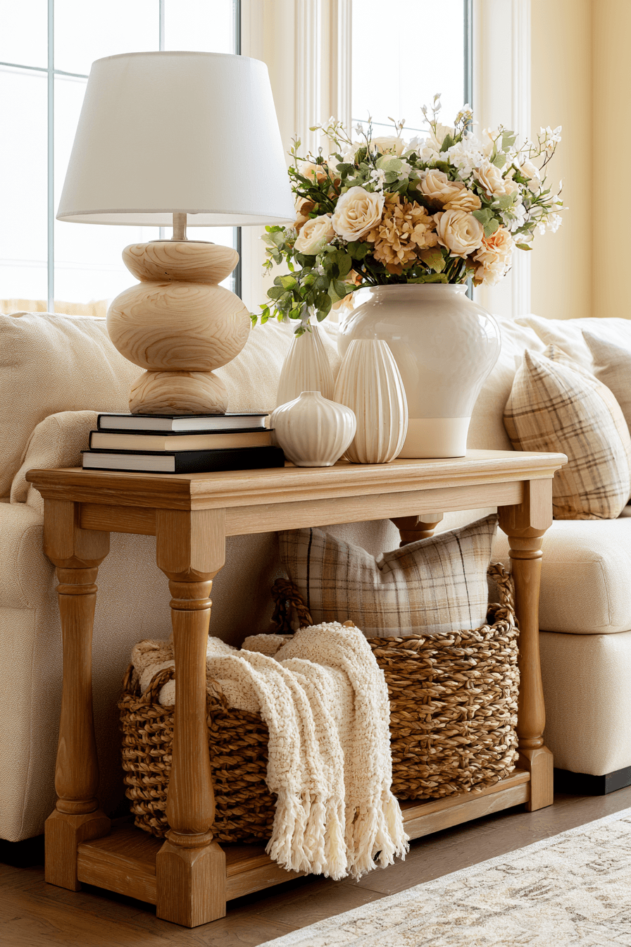 27 Cozy Console Table Decorating Behind Couch Looks