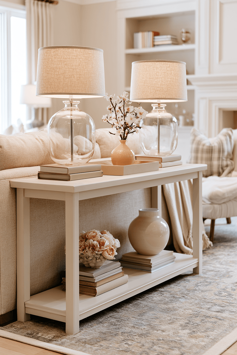 27 Cozy Console Table Decorating Behind Couch Looks