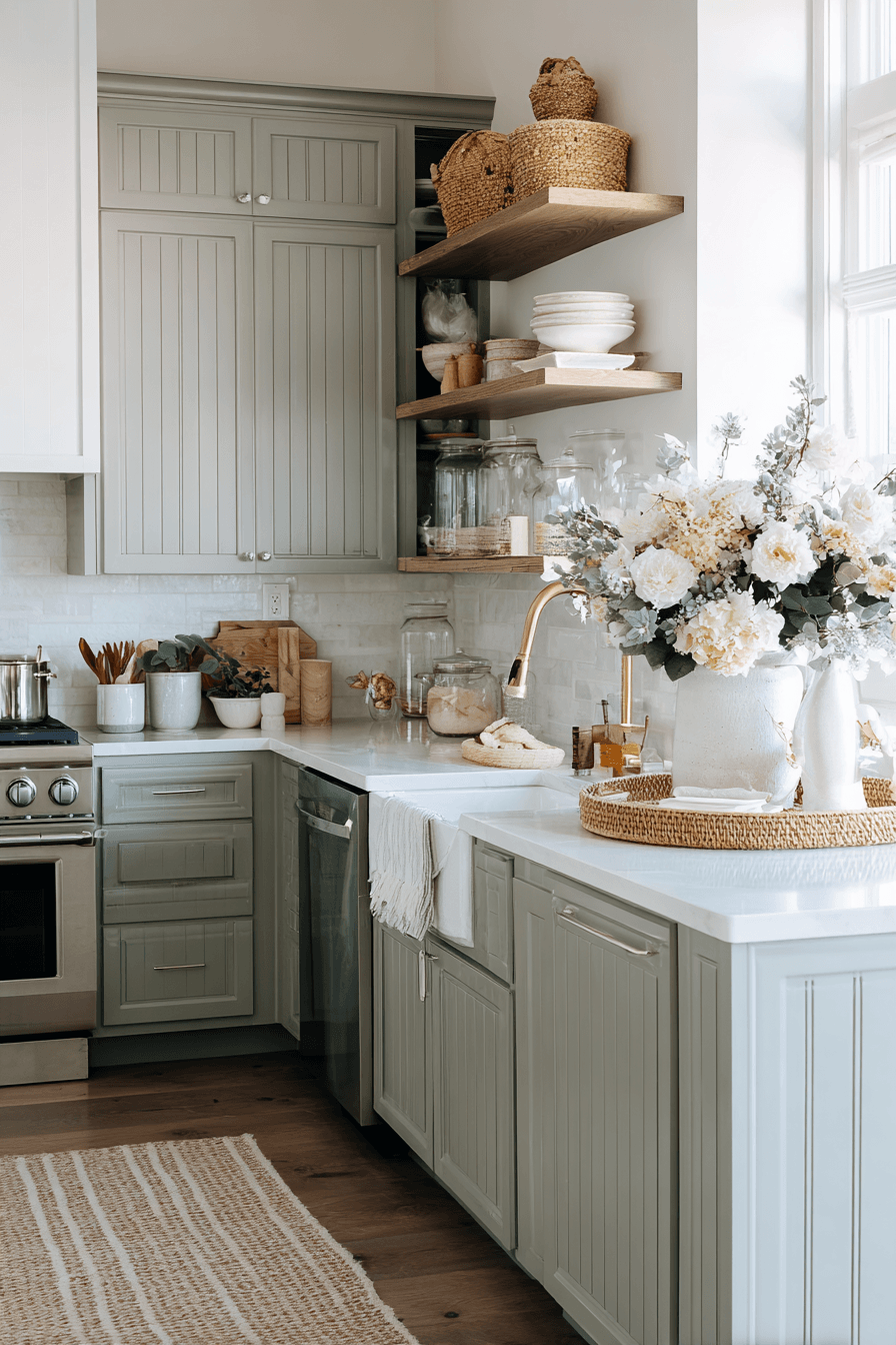 27 Warm Evergreen Fog Kitchen Cabinets